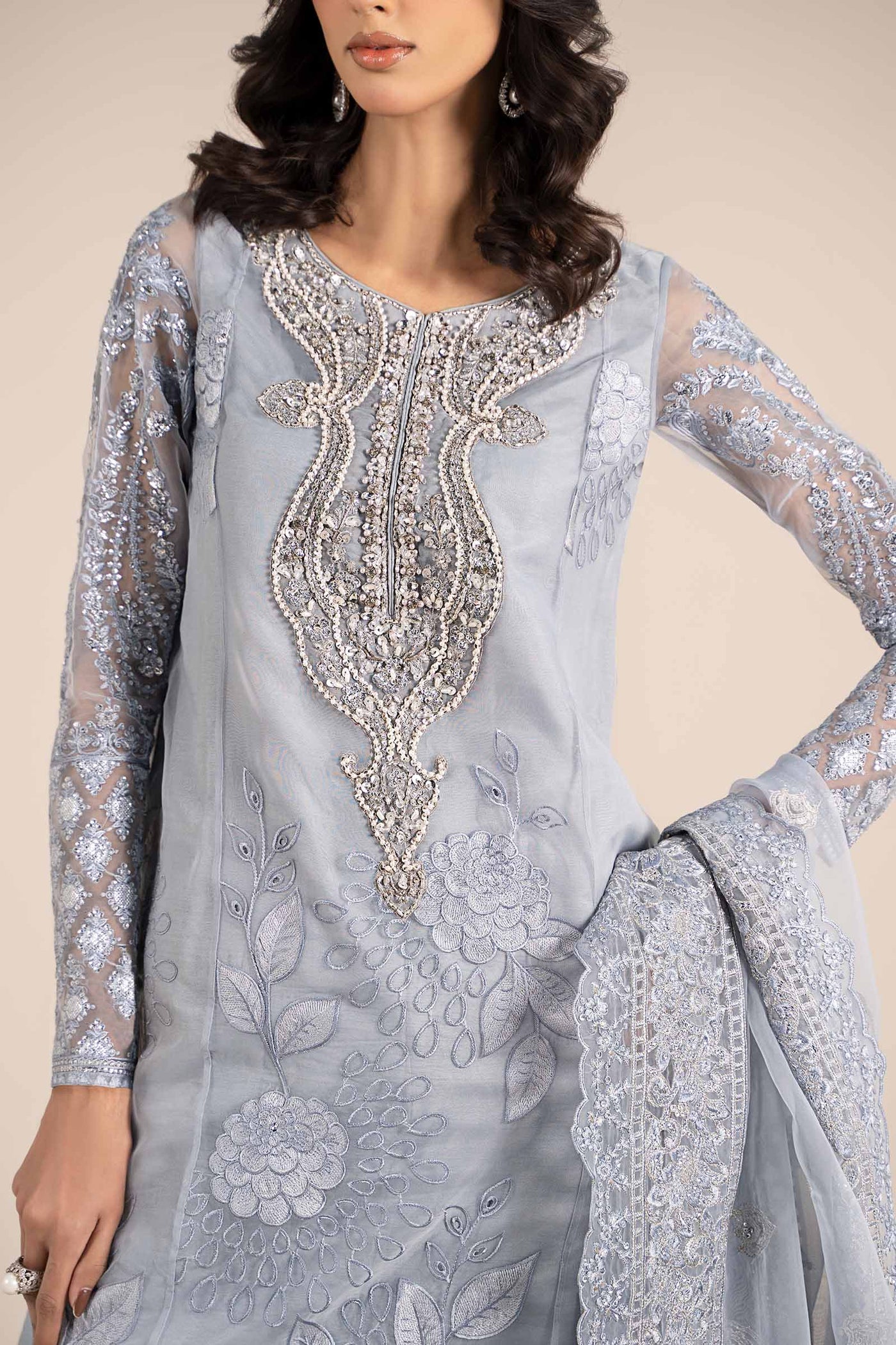 3 Piece Embroidered Organza Suit | SF-EF25-51