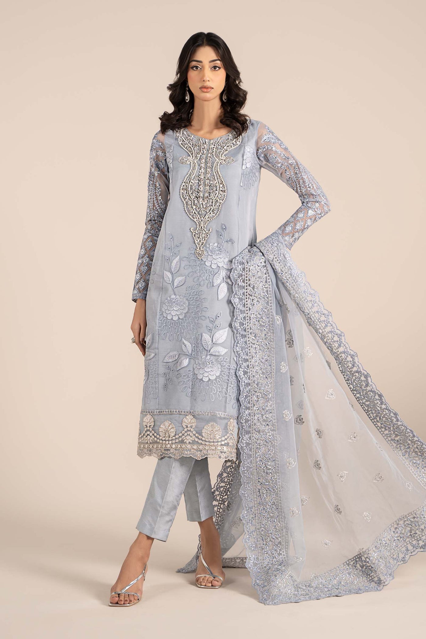 3 Piece Embroidered Organza Suit | SF-EF25-51