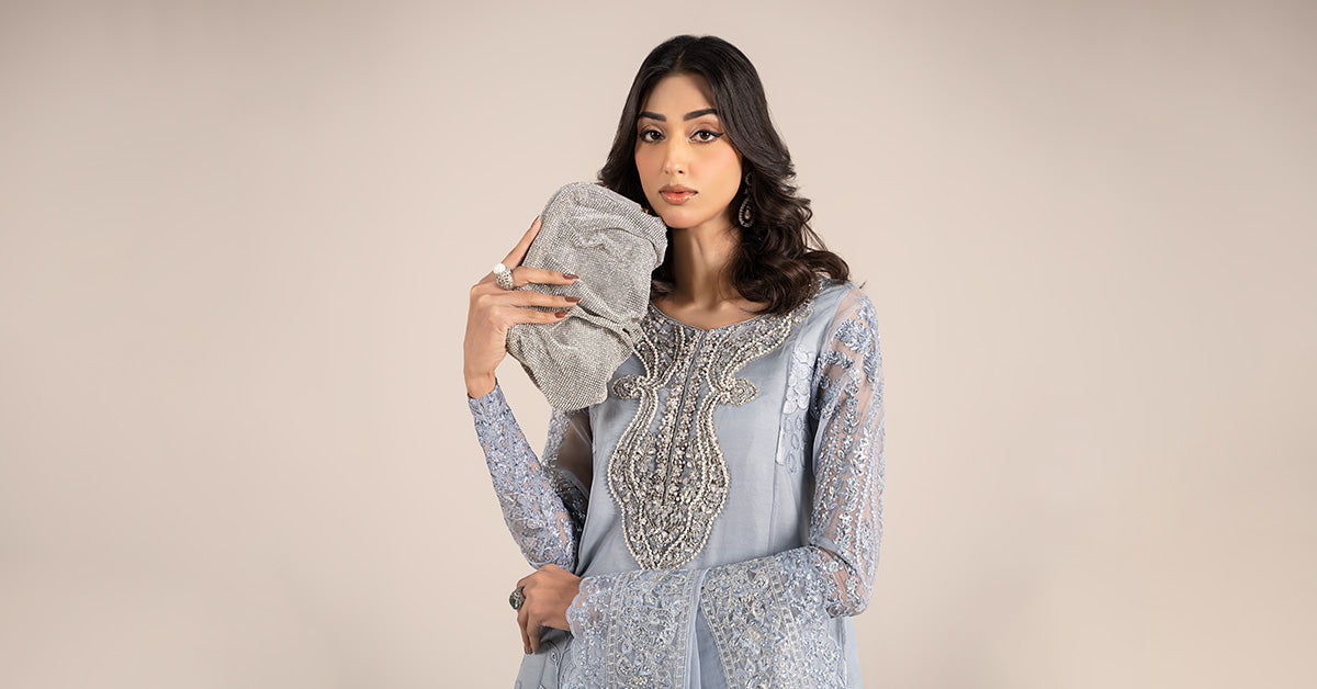 3 Piece Embroidered Organza Suit | SF-EF25-51