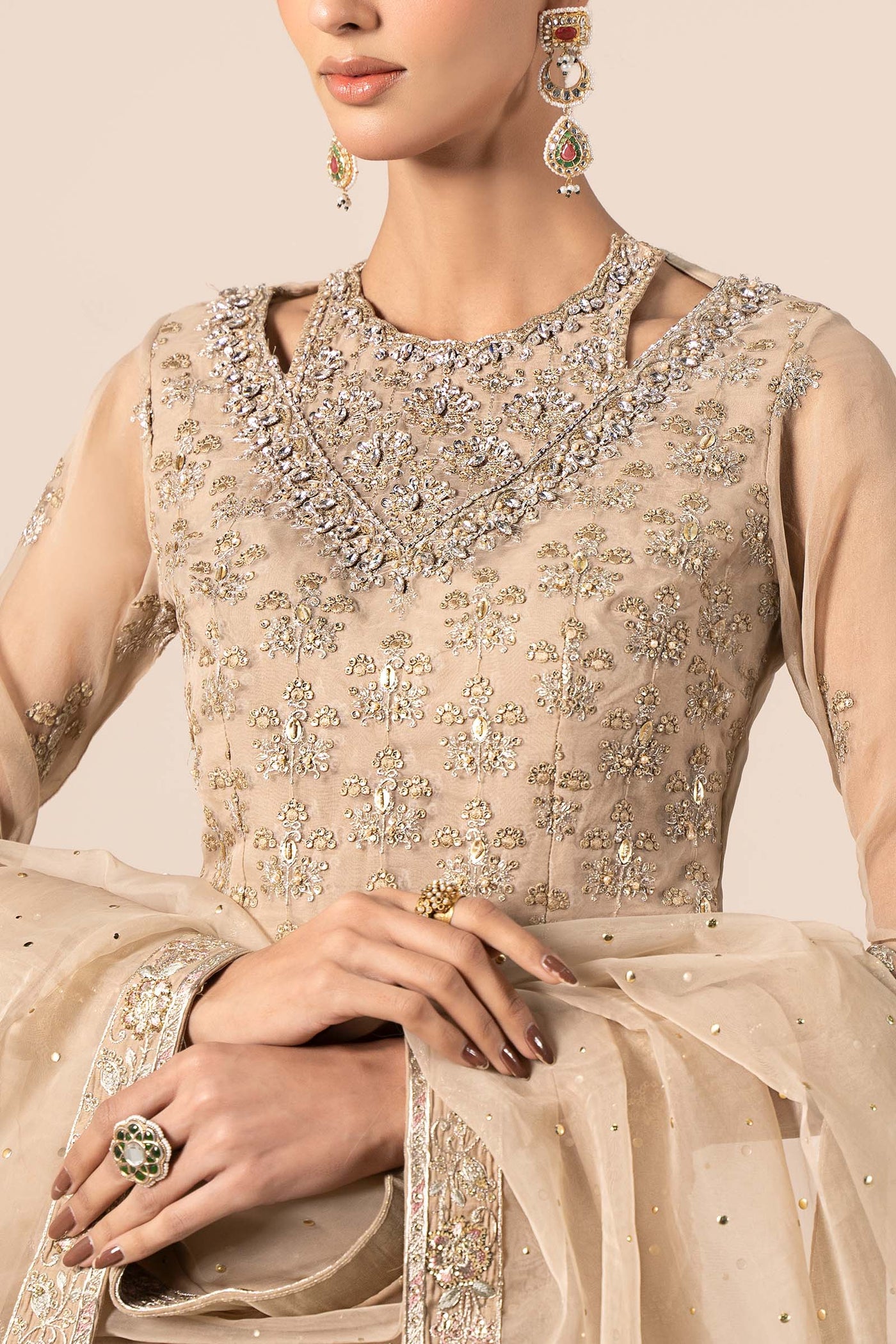 3 Piece Embroidered Organza Suit | SF-EF25-55