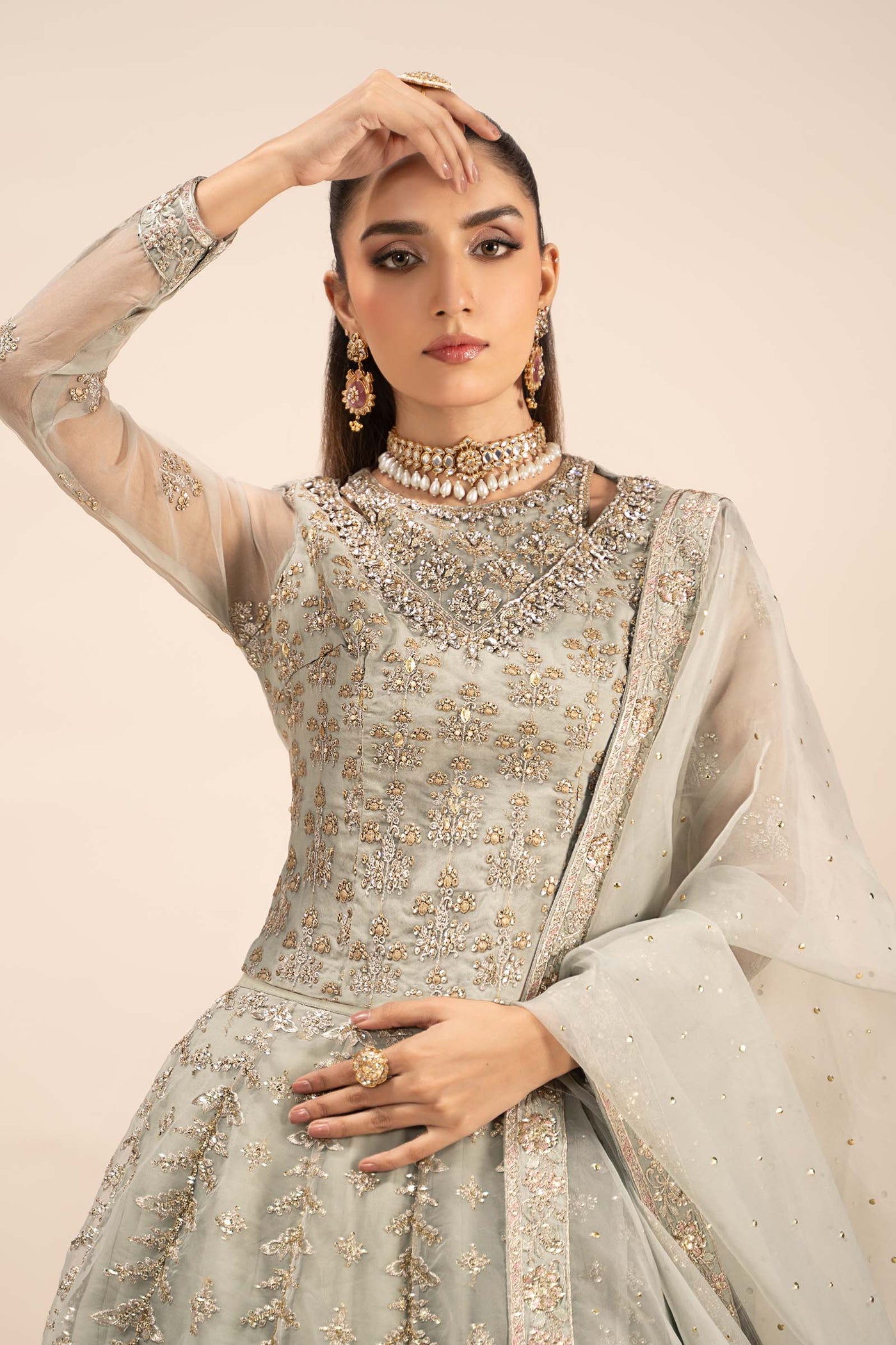 3 Piece Embroidered Organza Suit | SF-EF25-55