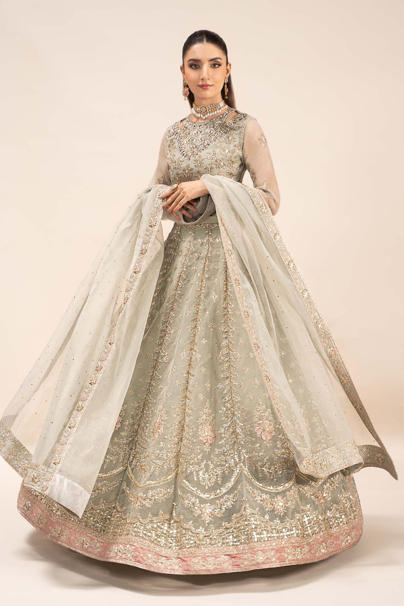 3 Piece Embroidered Organza Suit | SF-EF25-55