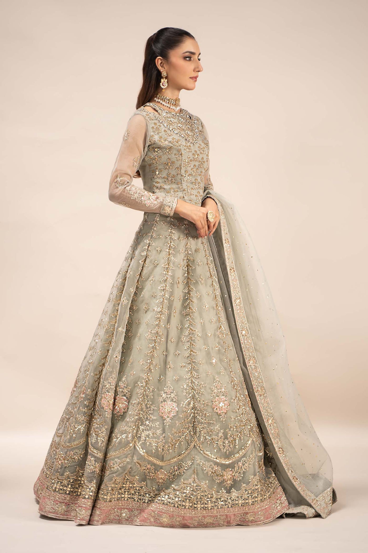 3 Piece Embroidered Organza Suit | SF-EF25-55