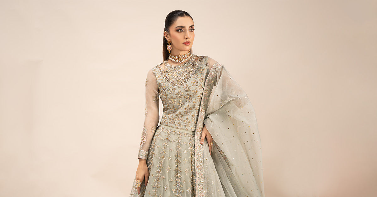 3 Piece Embroidered Organza Suit | SF-EF25-55