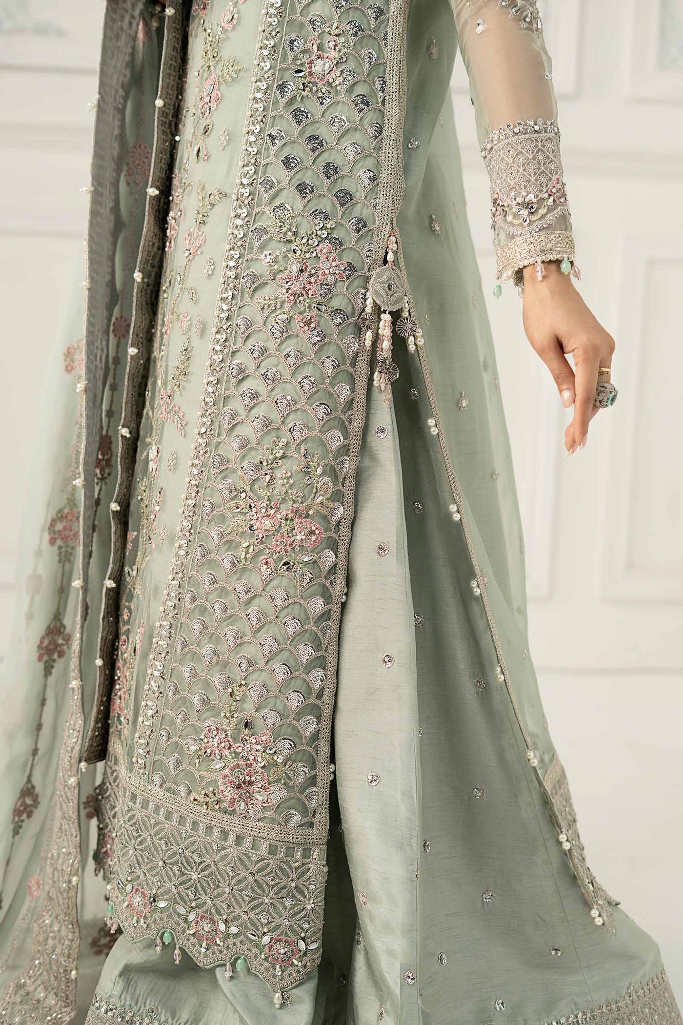 3 Piece Embroidered Raw Silk Suit | SF-EF25-65