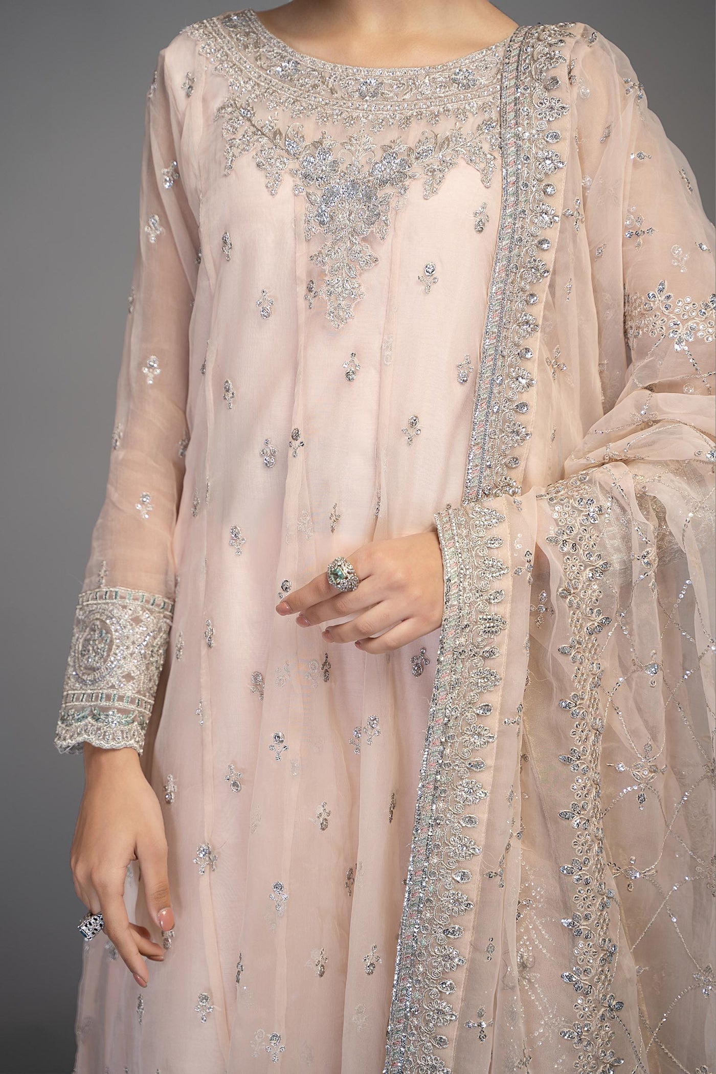 4 Piece Embroidered Frock | SF-EF23-15