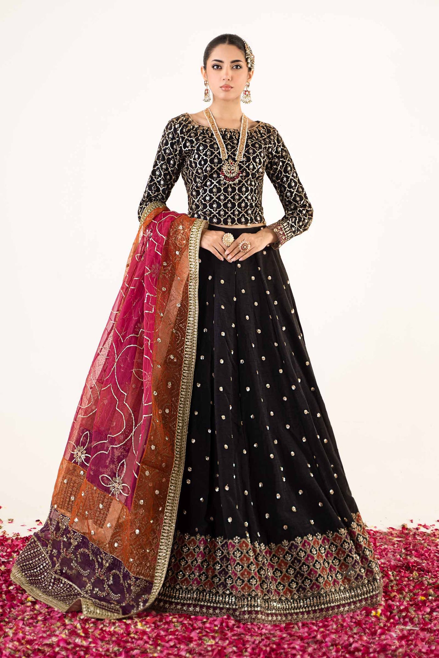 3 Piece Embroidered Raw Silk Suit | SF-EA24-04