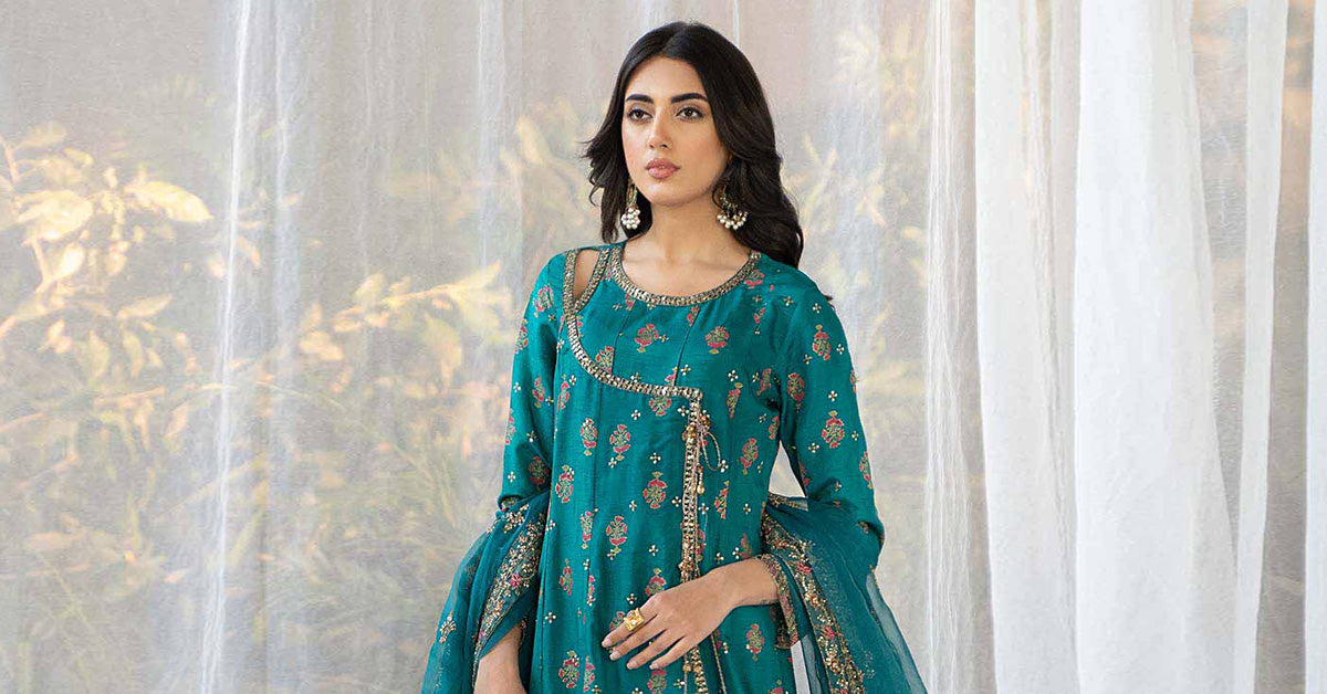 3 Piece Printed Raw Silk Suit | SF-EF24-23