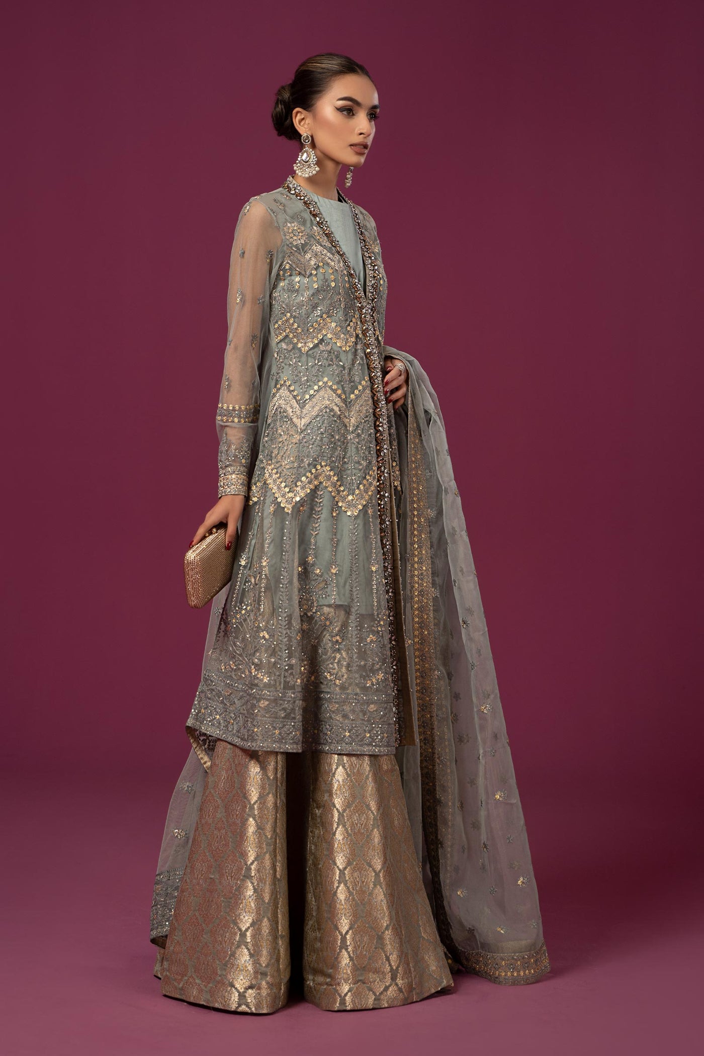 3 Piece Embroidered Net Suit | SF-EF24-28