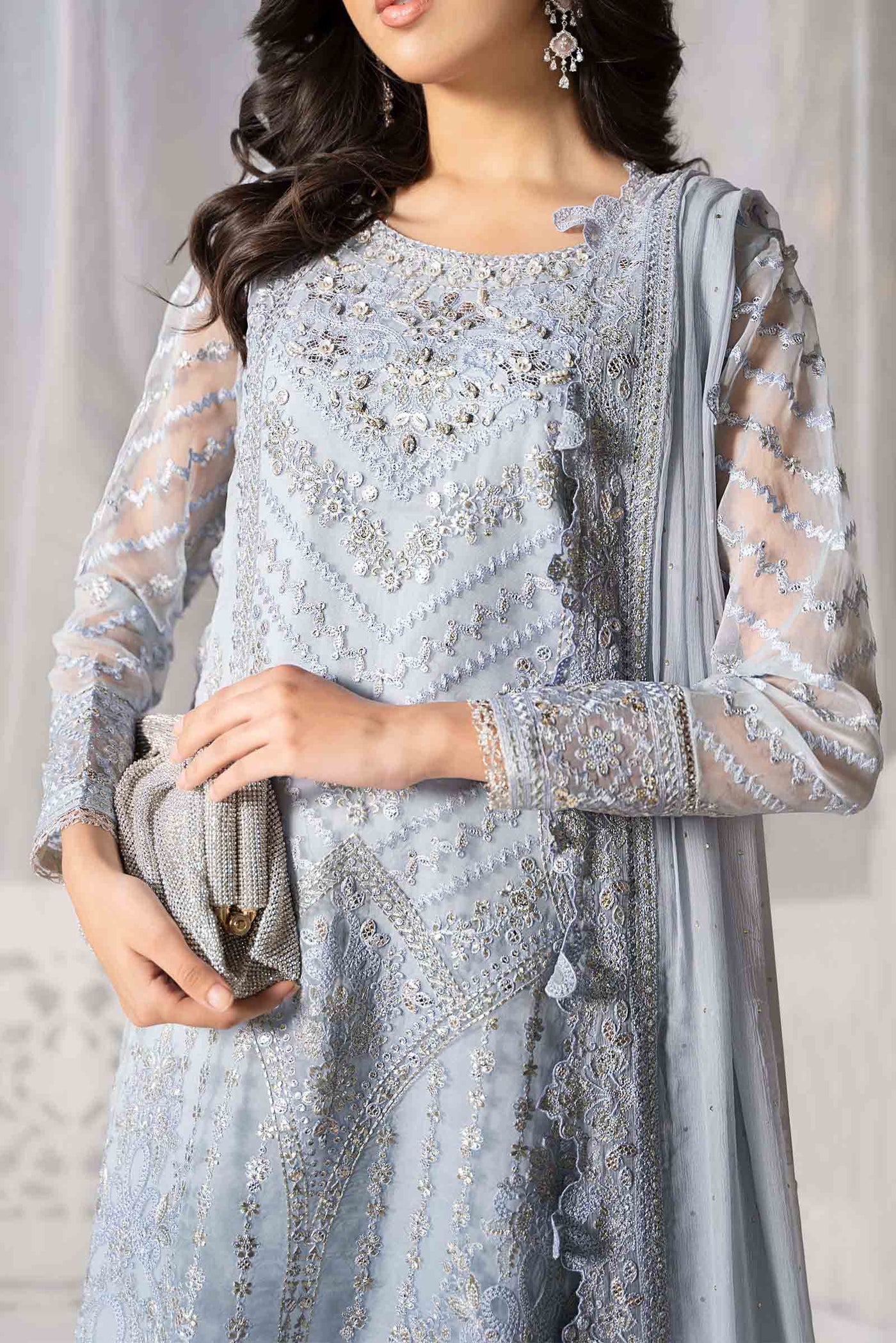 3 PIECE EMBROIDERED ORGANZA SUIT | SF-EF24-29