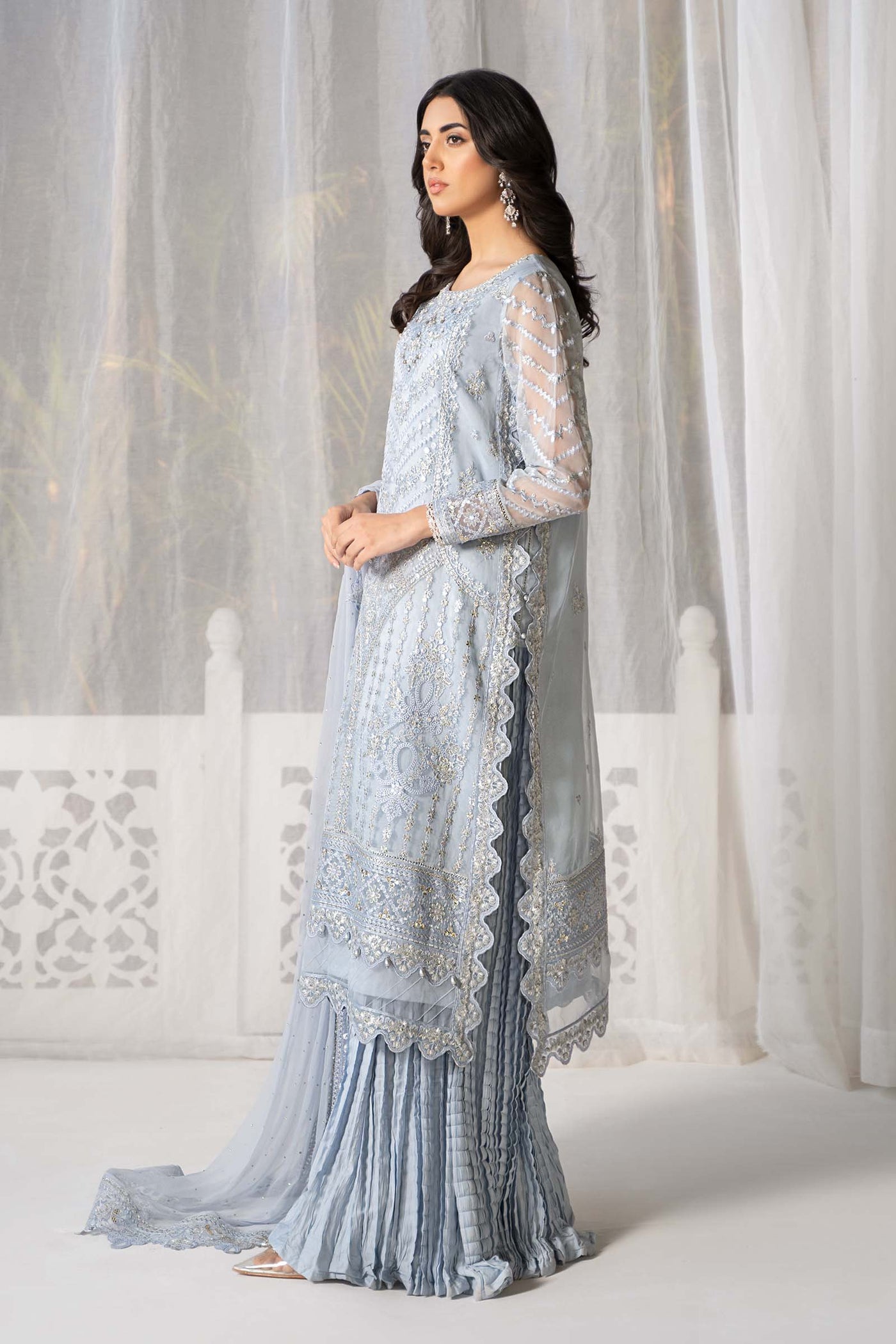 3 PIECE EMBROIDERED ORGANZA SUIT | SF-EF24-29