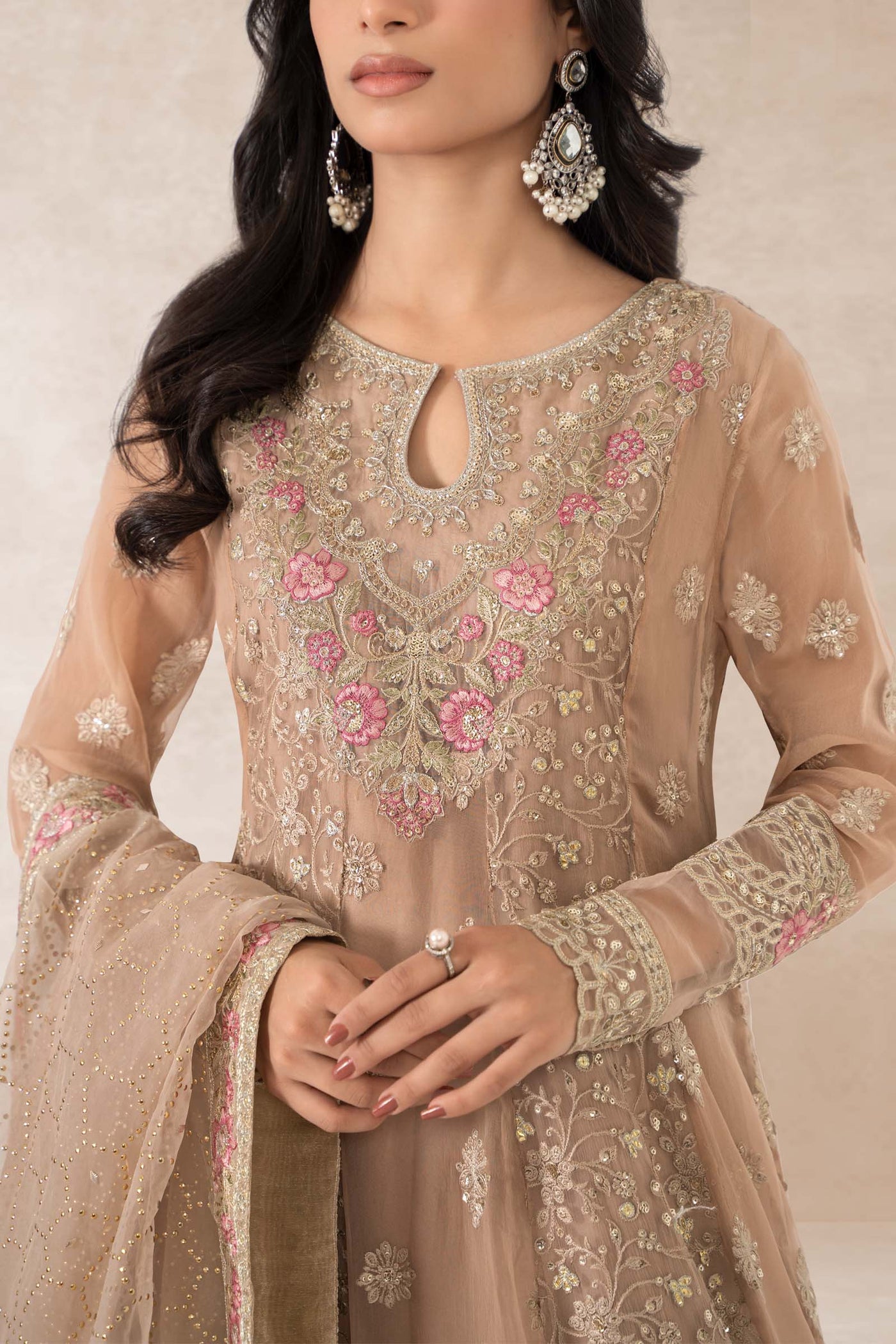 3 Piece Embroidered Bamber Chiffon Suit | SF-PF24-01