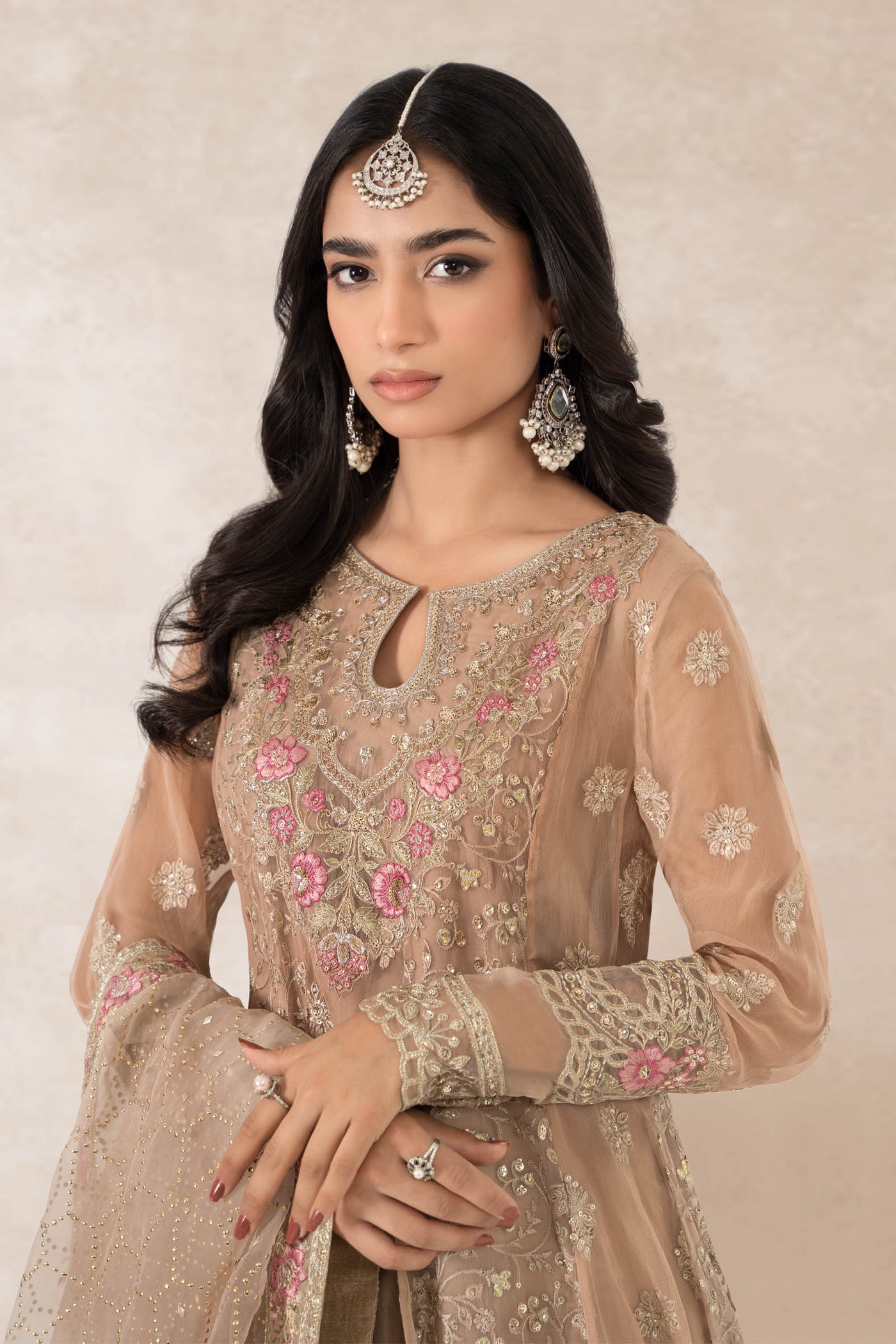 3 Piece Embroidered Bamber Chiffon Suit | SF-PF24-01