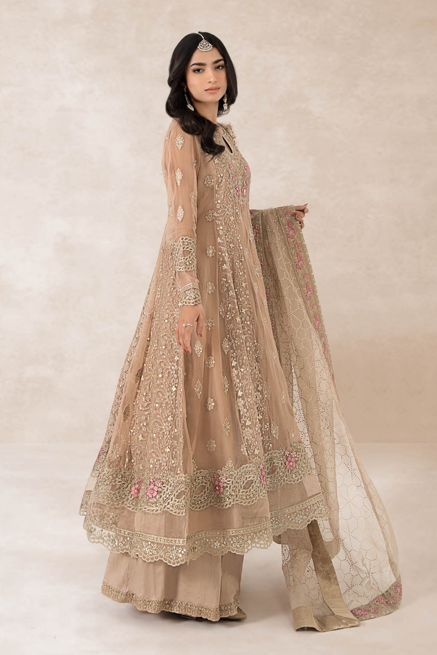 3 Piece Embroidered Bamber Chiffon Suit | SF-PF24-01