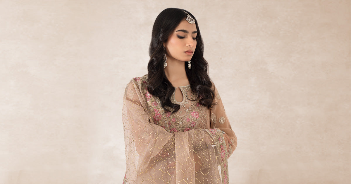 3 Piece Embroidered Bamber Chiffon Suit | SF-PF24-01