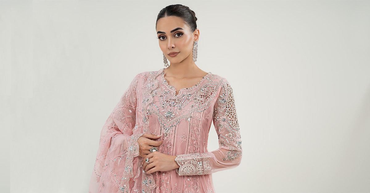 3 Piece Embroidered Net Suit | SF-PF24-03