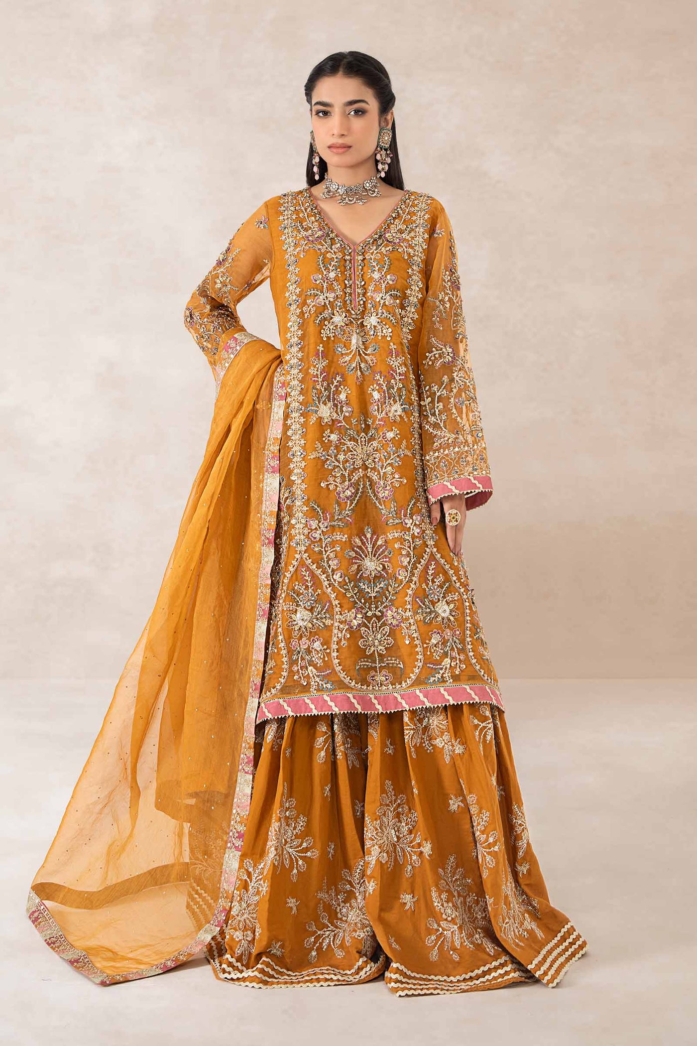 3 Piece Embellished Organza Suit | SF-PF24-05