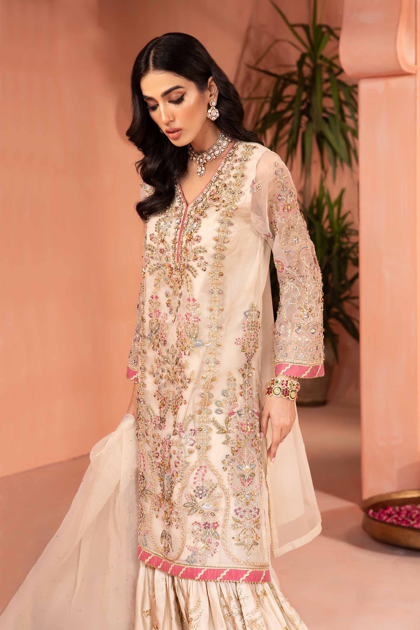 3 Piece Embellished Organza Suit | SF-PF24-05