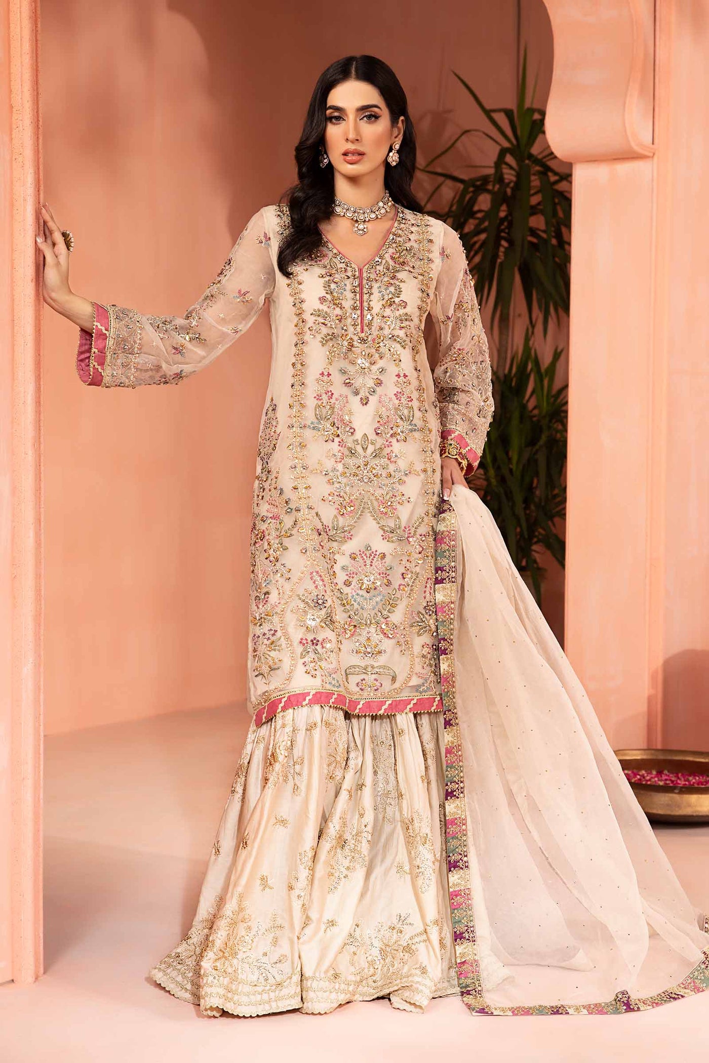 3 Piece Embellished Organza Suit | SF-PF24-05