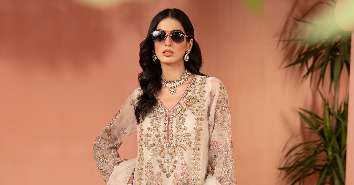 3 Piece Embellished Organza Suit | SF-PF24-05