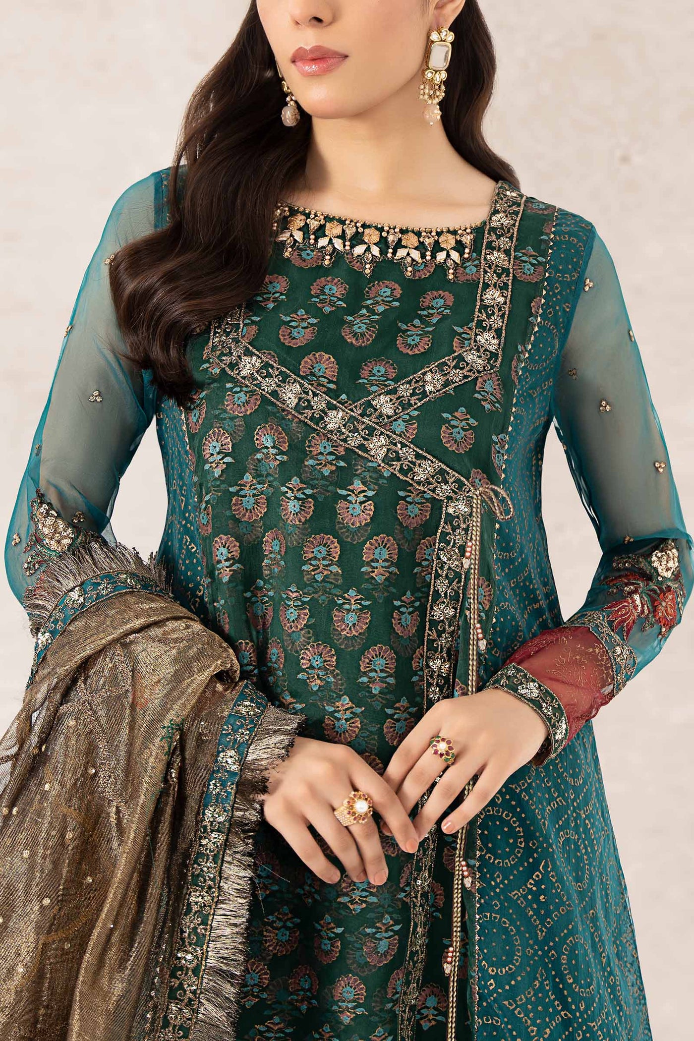 3 Piece Printed Organza Suit | SF-PF24-06