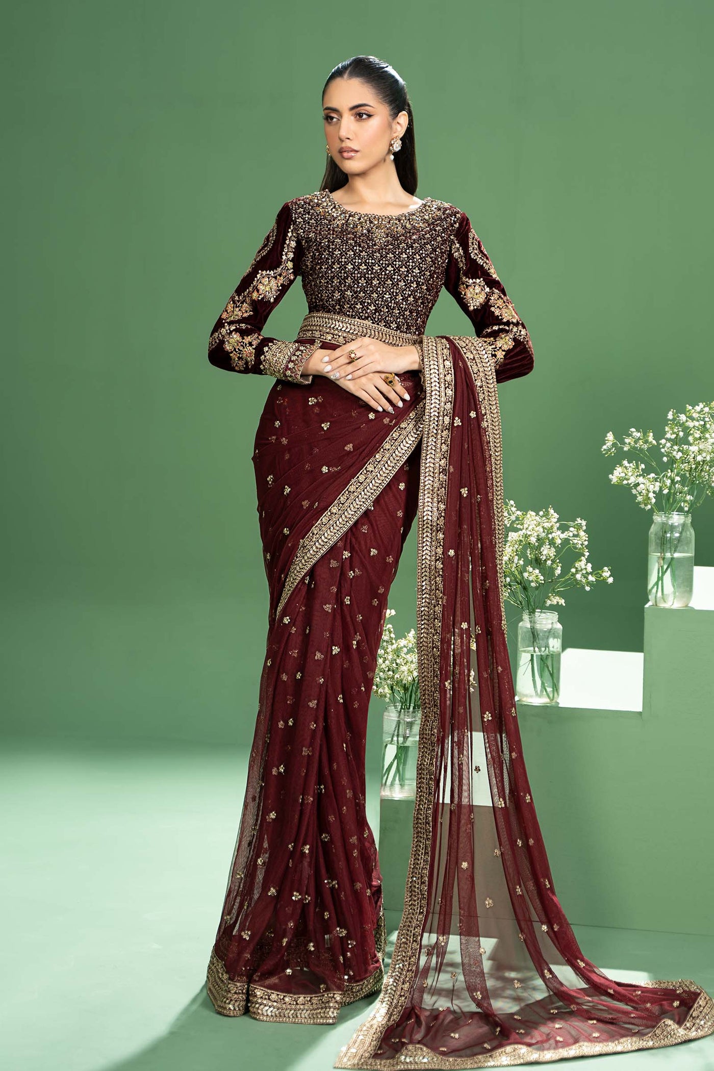 Embroidered Net Saree | SF-W24-11