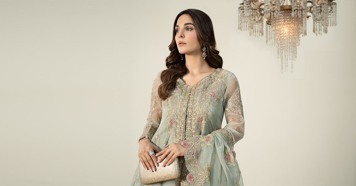 3 Piece Embroidered Organza Suit | SF-W24-01