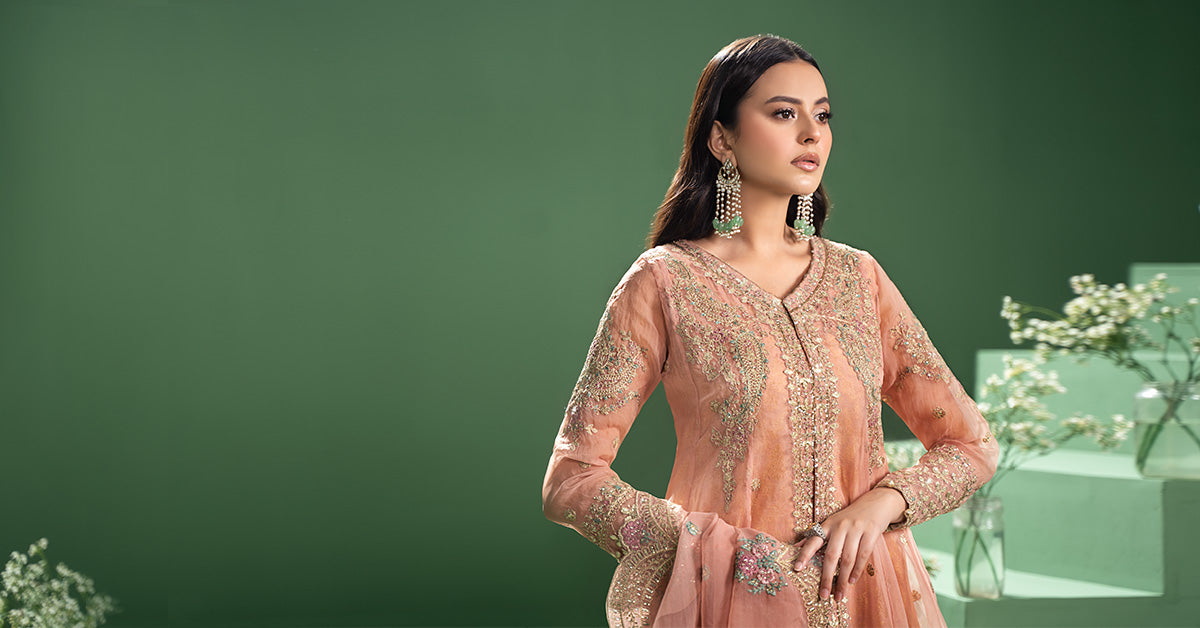 3 Piece Embroidered Organza Suit | SF-W24-01