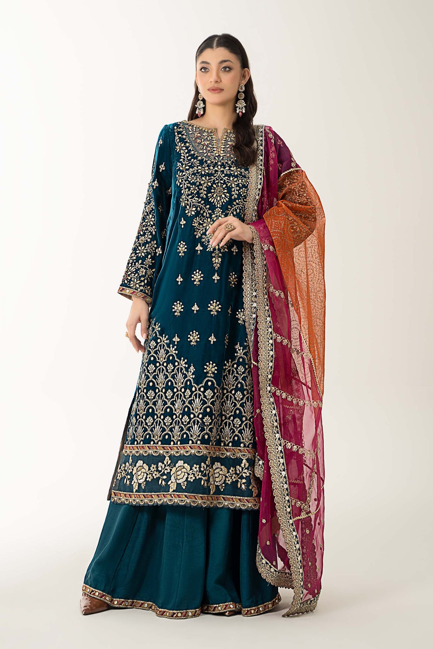 3 Piece Embroidered Velvet Suit | SF-W24-05