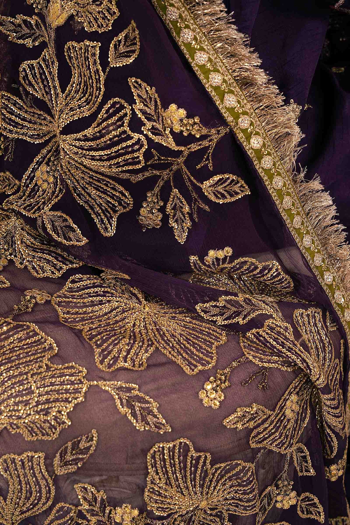 3 Piece Embroidered Raw Silk Suit | SF-W24-06