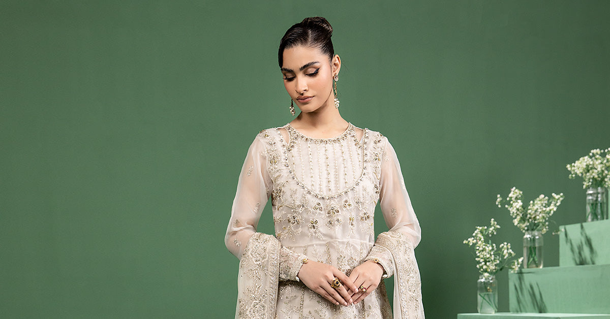 3 Piece Embroidered Organza Suit | SF-W24-16