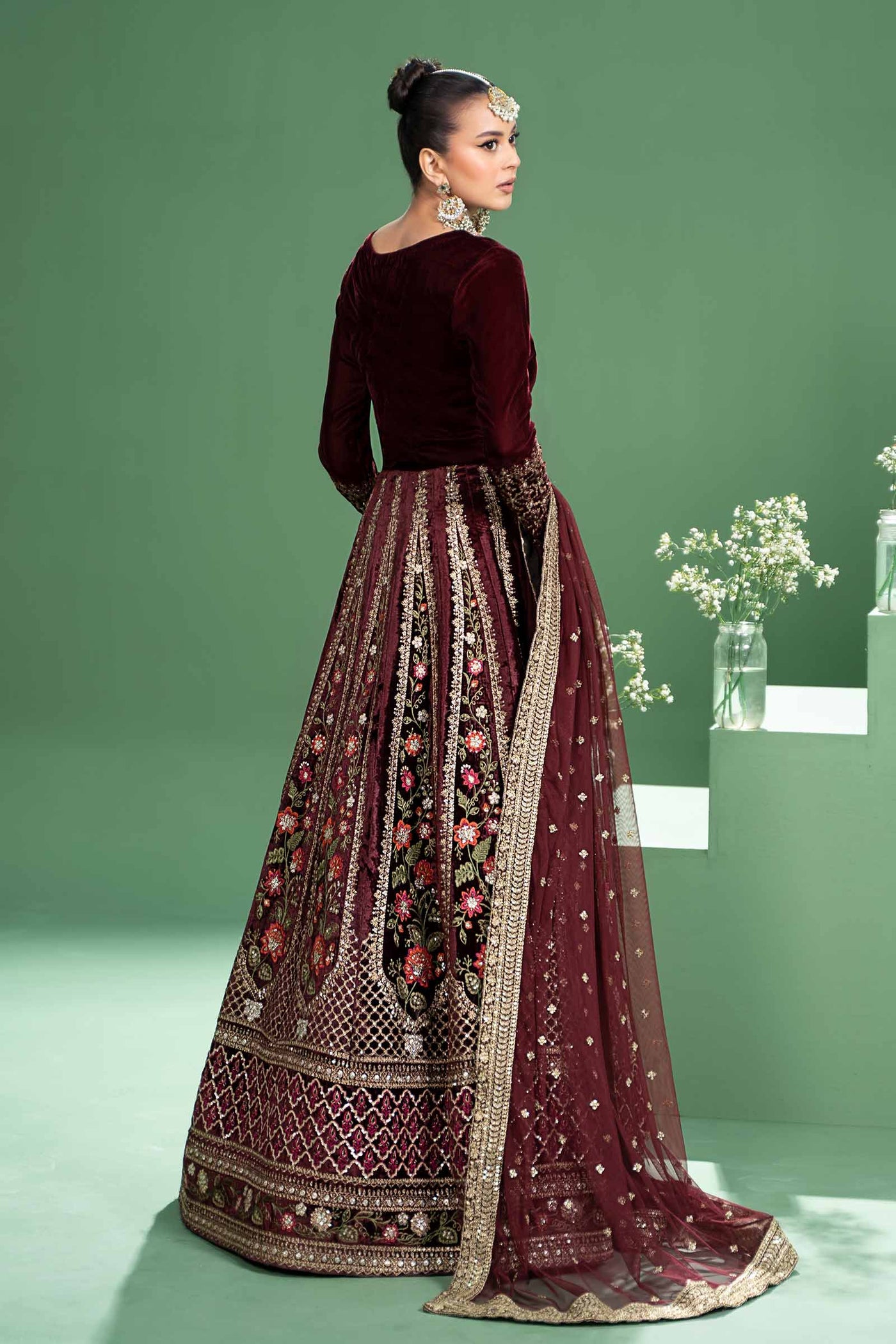 3 Piece Embroidered Velvet Suit | SF-W24-17