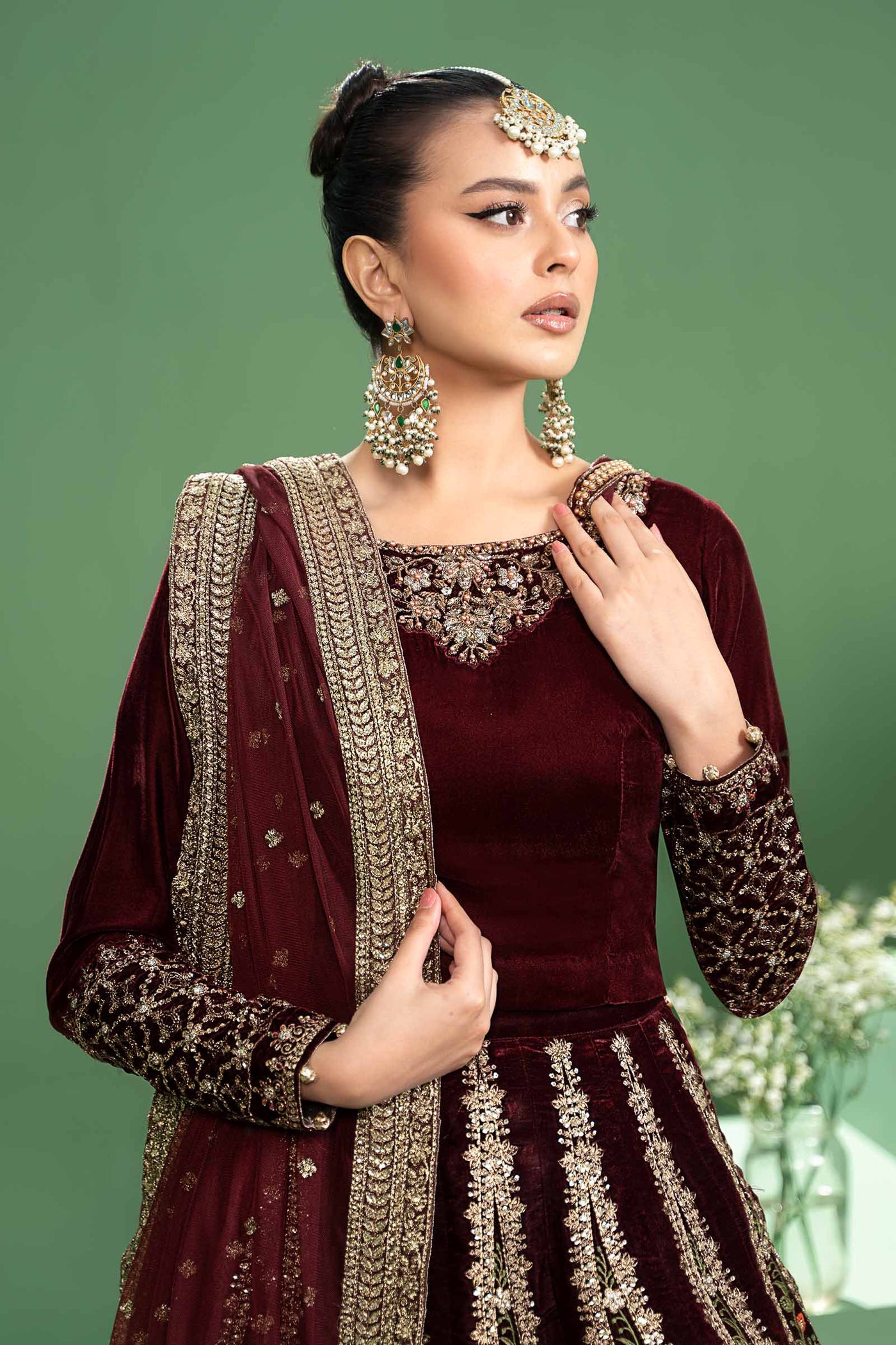 3 Piece Embroidered Velvet Suit | SF-W24-17