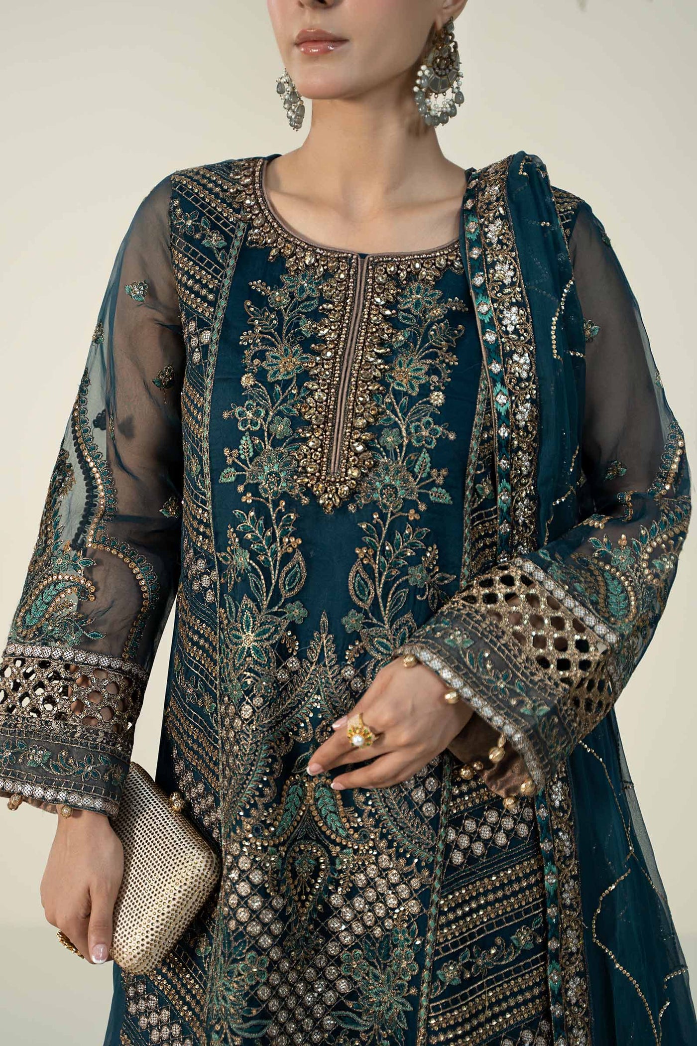 3 Piece Embroidered Organza Suit | SF-W24-18