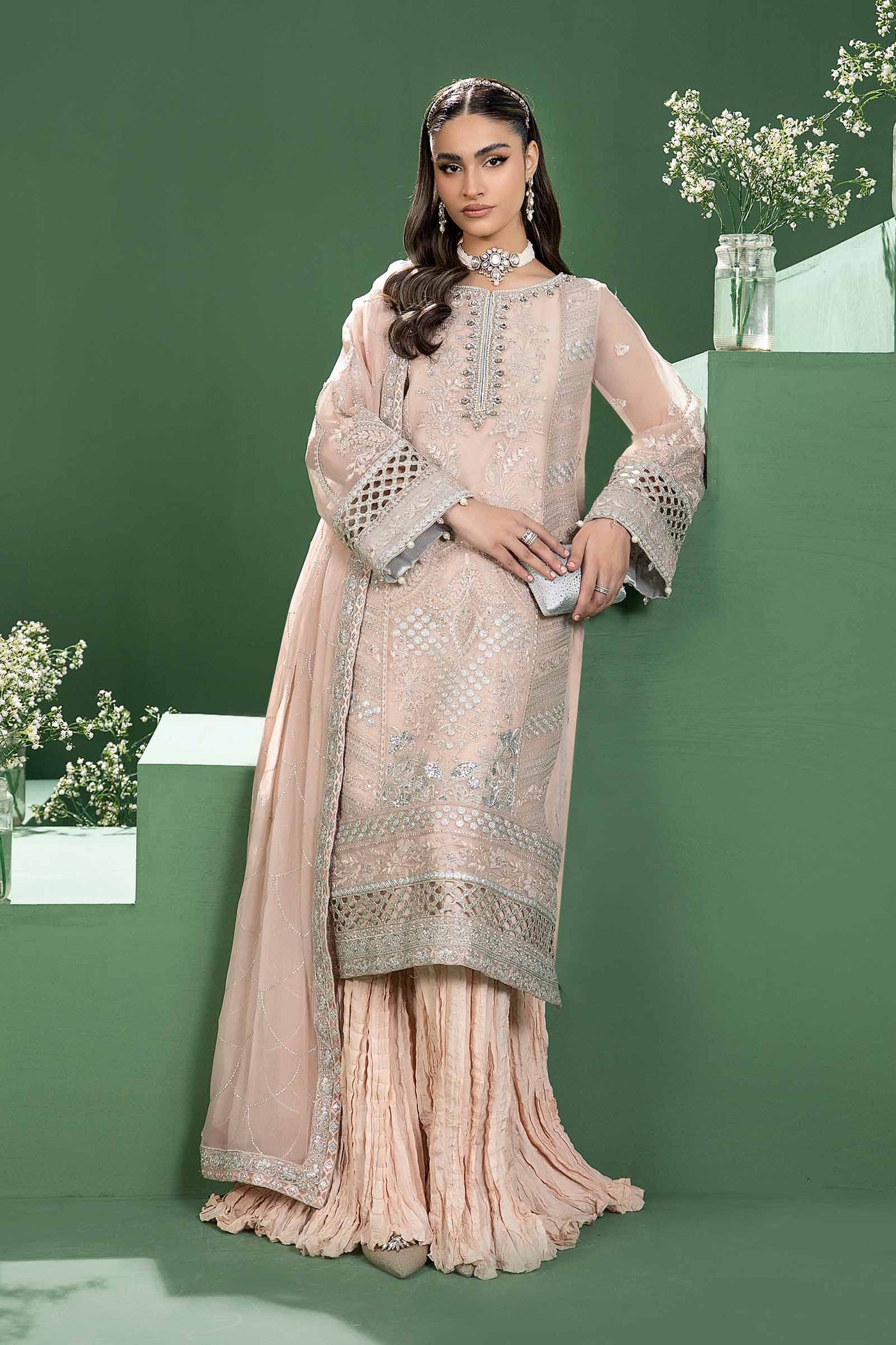 3 Piece Embroidered Organza Suit | SF-W24-18