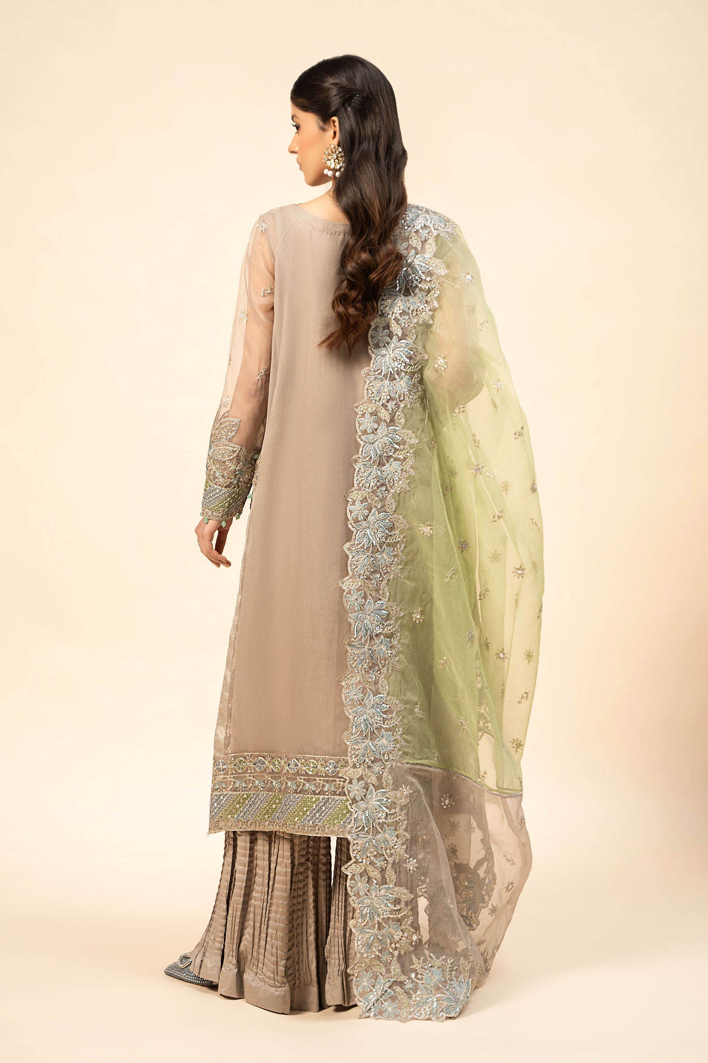 3 Piece Embroidered Raw Silk Suit | SF-W24-27