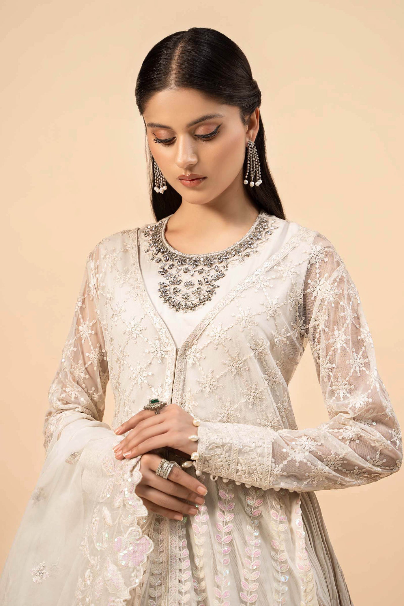 3 Piece Embroidered Net Suit | SF-W24-44