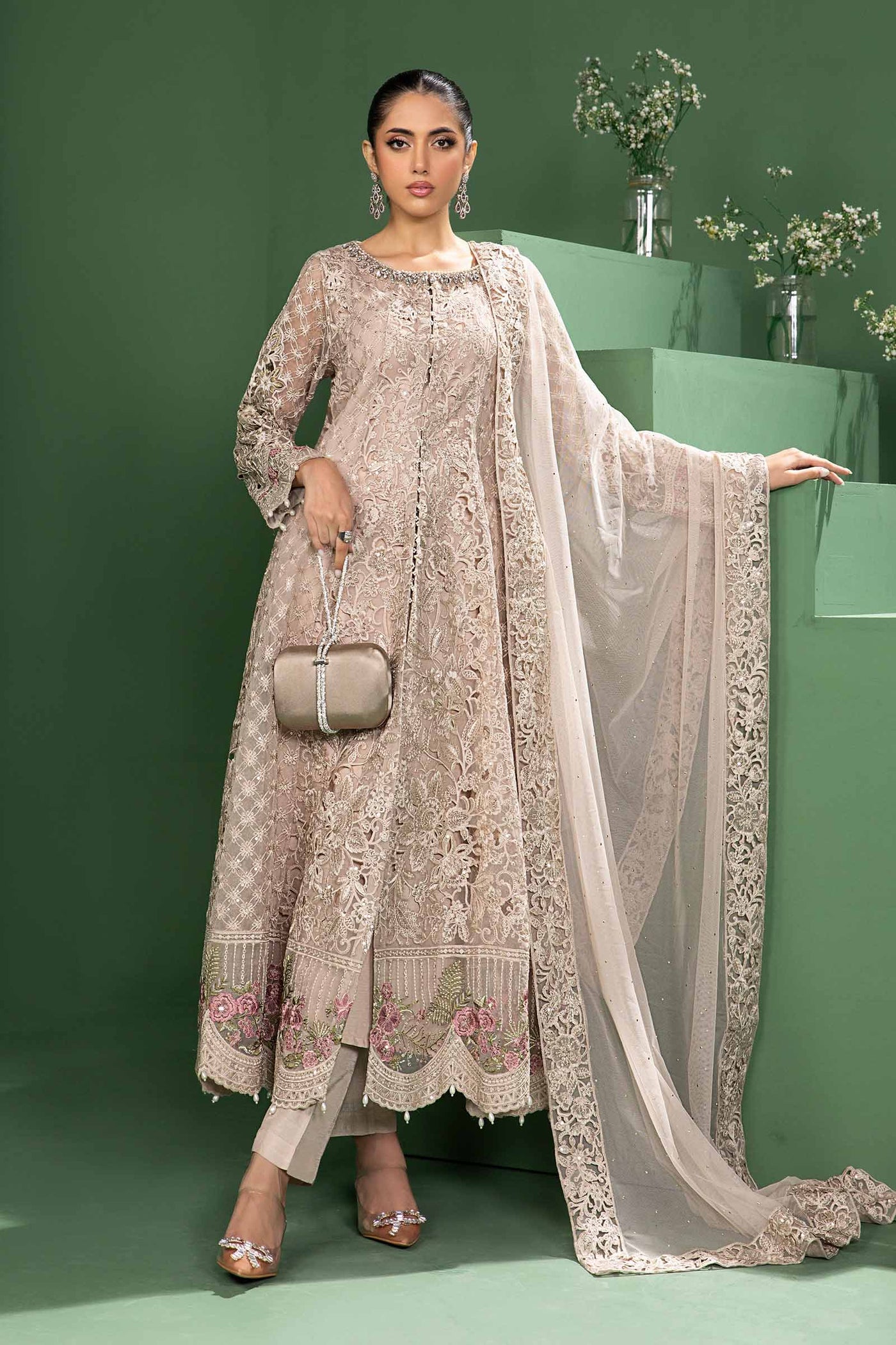 3 Piece Embroidered Organza Suit | SF-W24-46