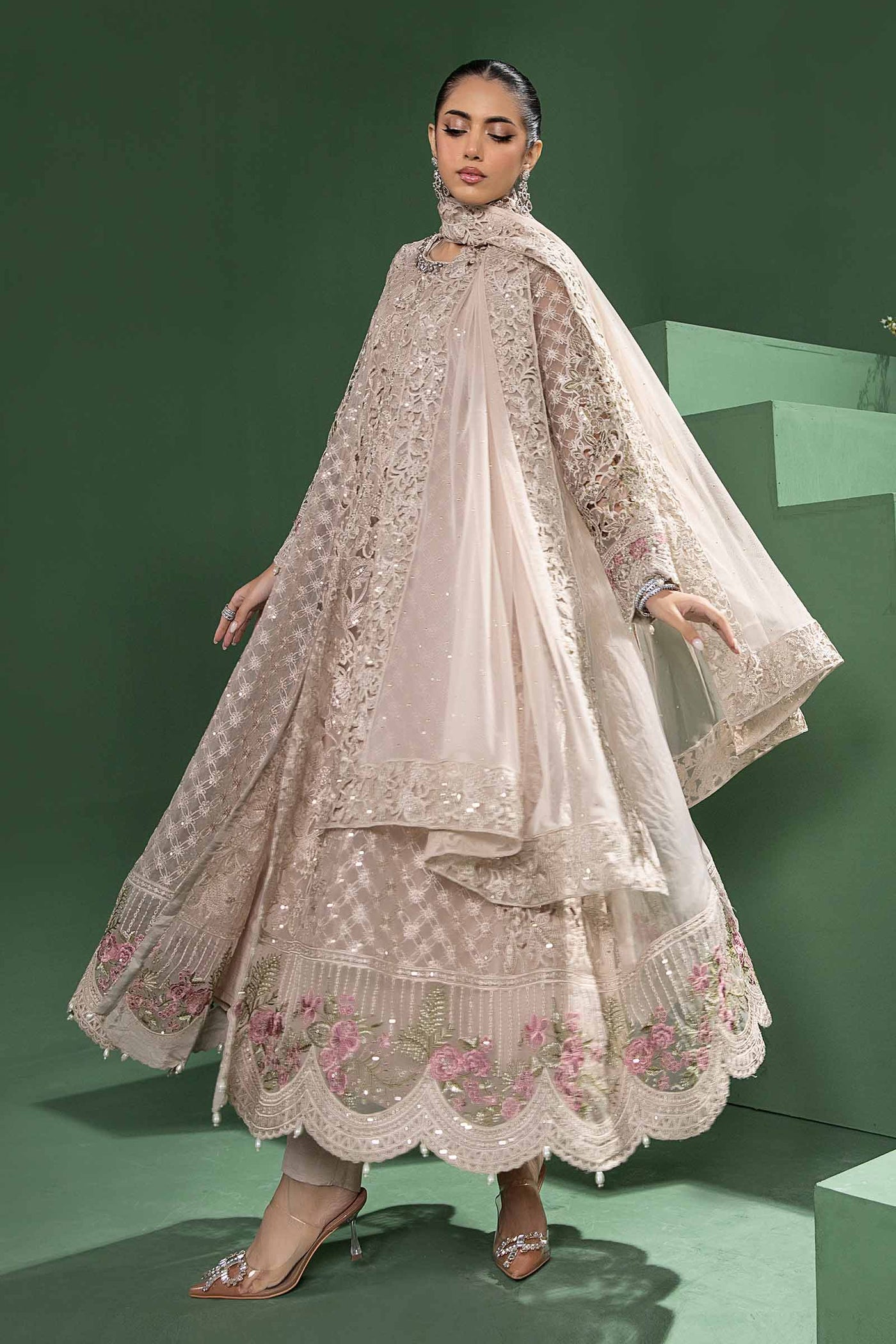 3 Piece Embroidered Organza Suit | SF-W24-46