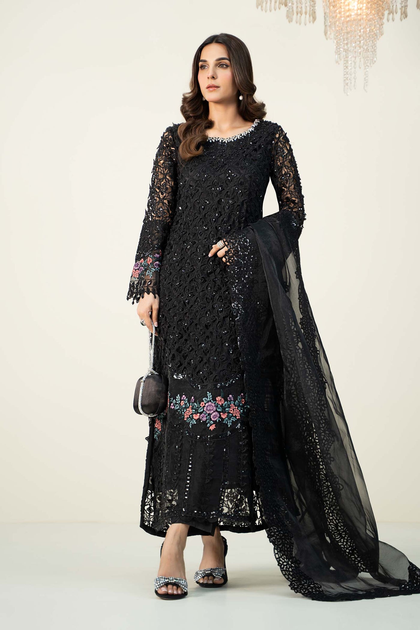 3 Piece Embroidered Organza Suit | SF-W24-69