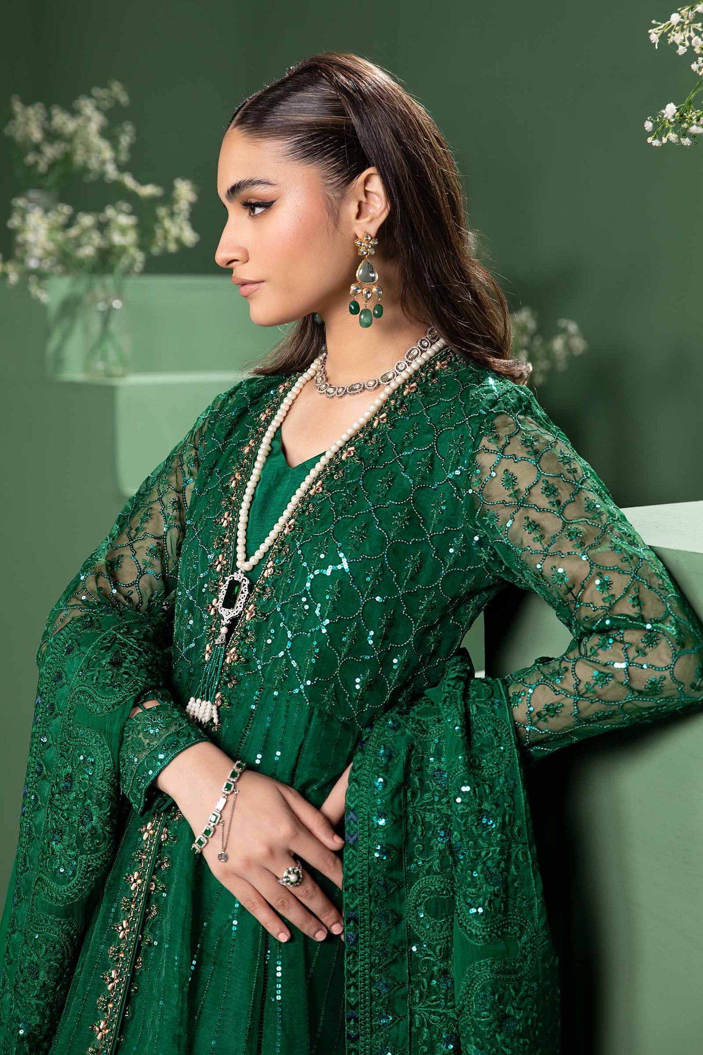 3 Piece Embroidered Organza Suit | SF-W24-70