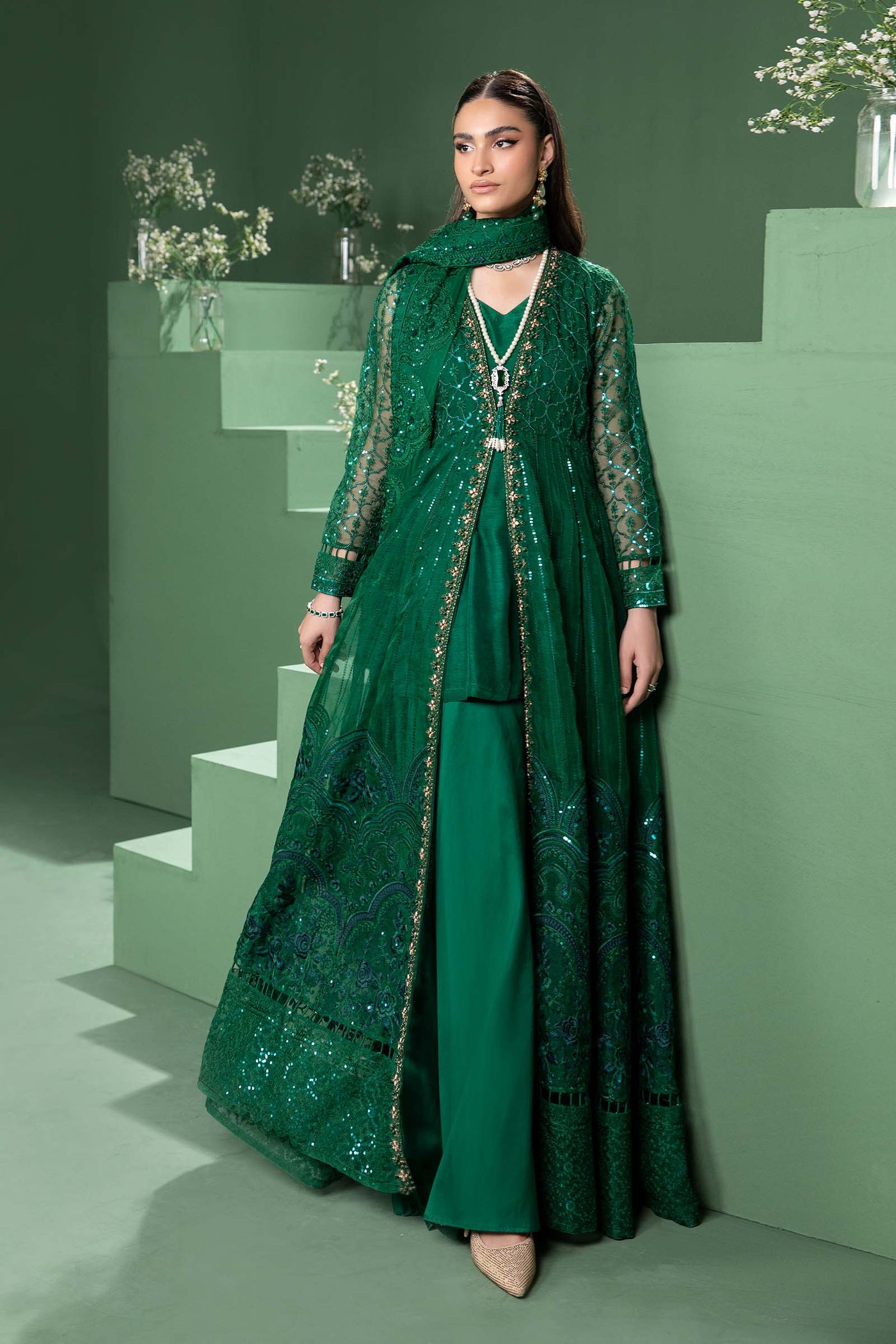 3 Piece Embroidered Organza Suit | SF-W24-70