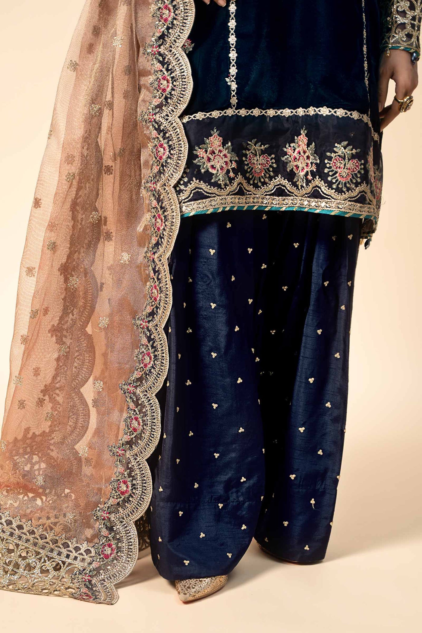 3 Piece Embroidered Velvet Suit | SF-W24-80