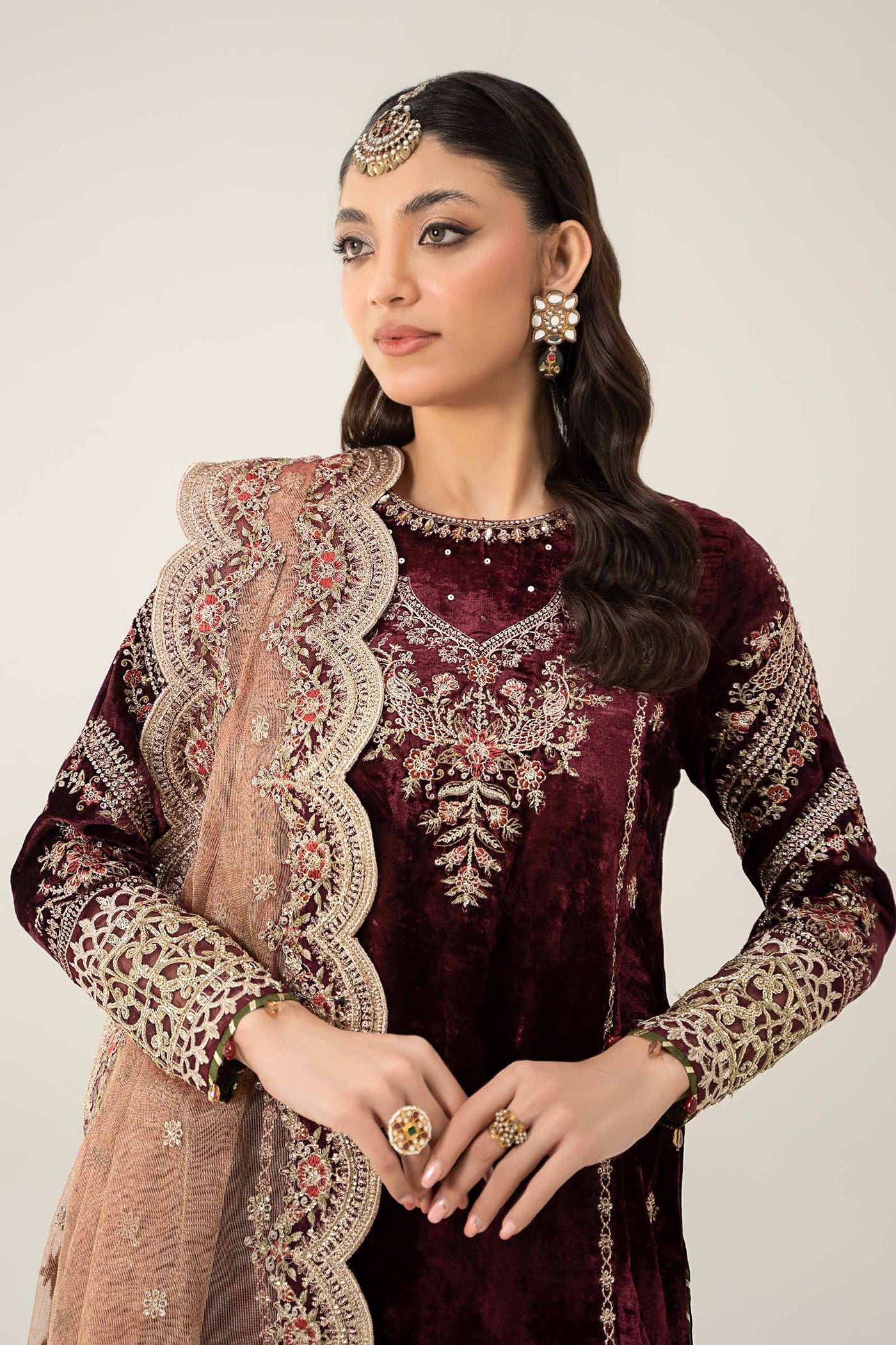 3 Piece Embroidered Velvet Suit | SF-W24-80