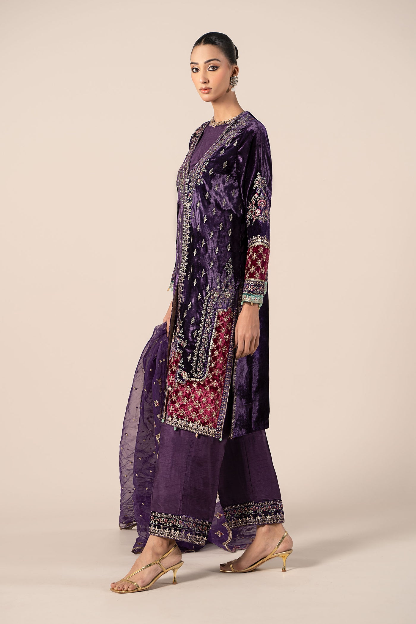 3 Piece Embroidered Velvet Suit | SF-W24-81