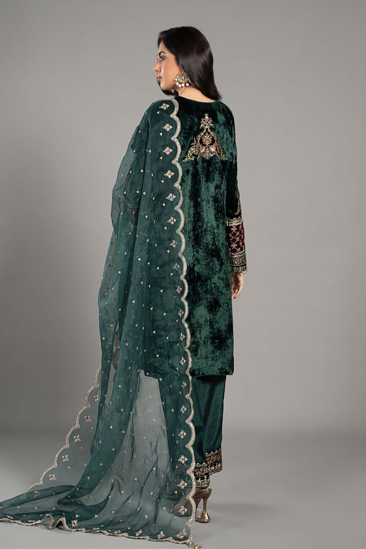 3 Piece Embroidered Velvet Suit | SF-W24-81