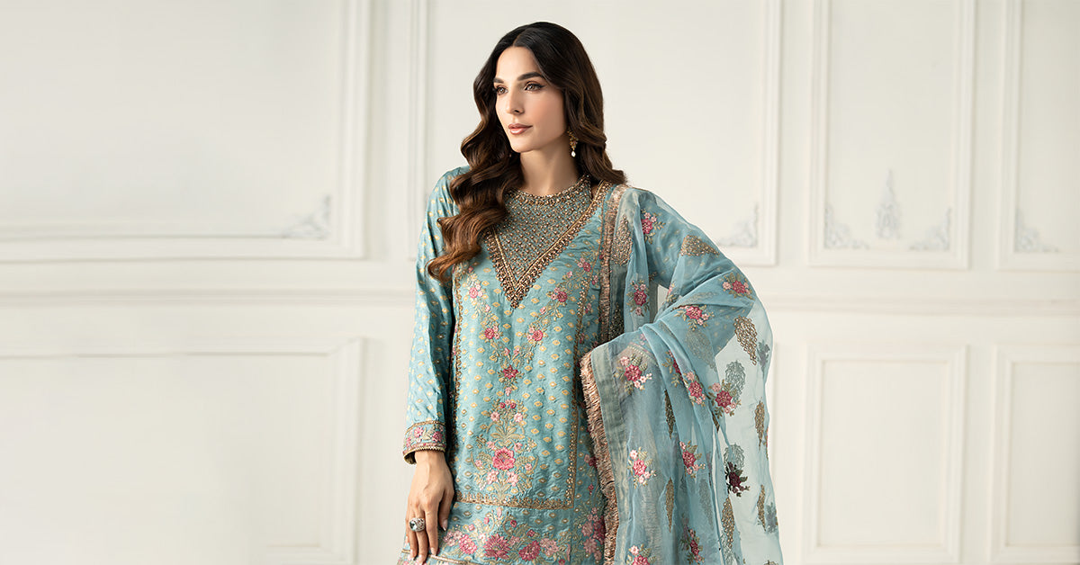 3 Piece Embroidered Silk Jacquard Suit | SF-EF25-31