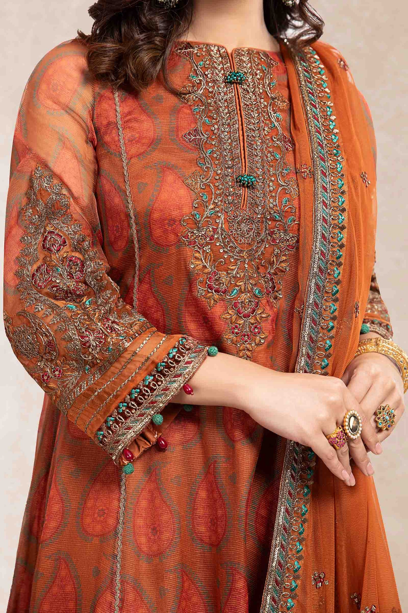 3 Piece Embroidered Suit | SF-EF22-31R1