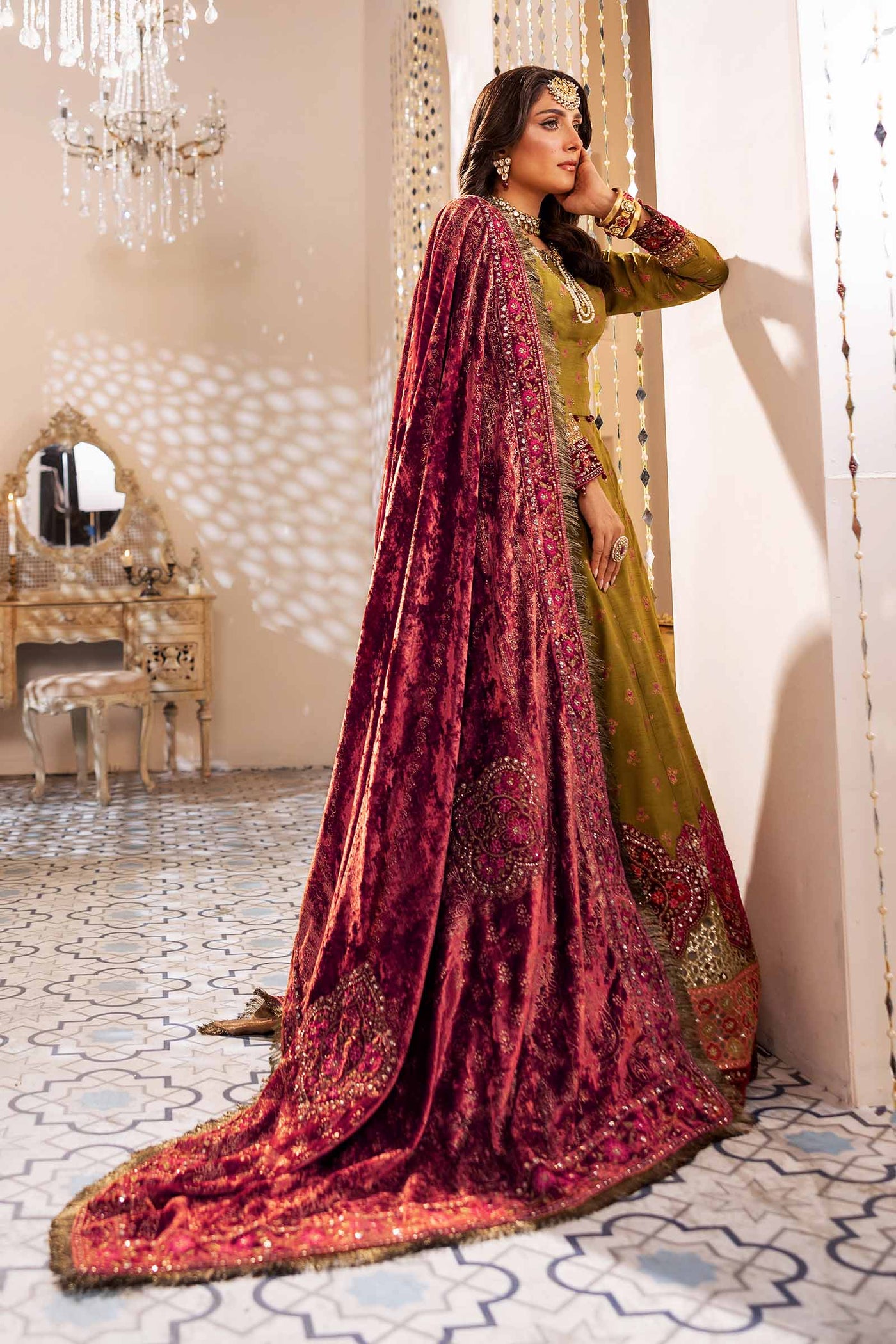 3 Piece Embroidered Raw Silk Suit | SF-W24-26