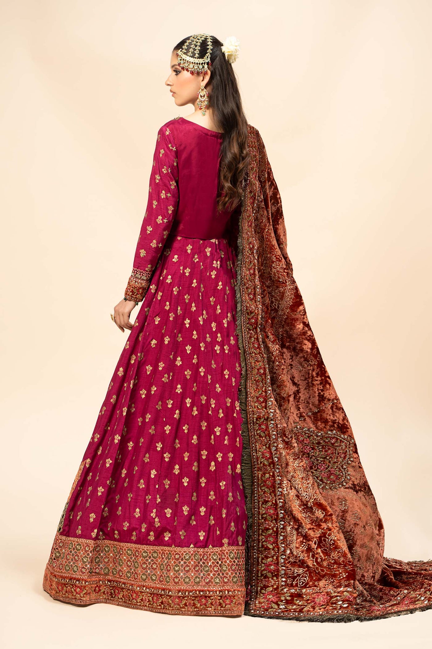 3 Piece Embroidered Raw Silk Suit | SF-W24-26